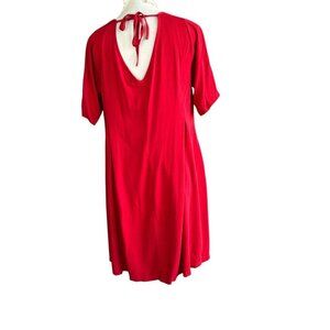 Ashro Women's Red Swing Dress Tie Back With Pockets Size 14